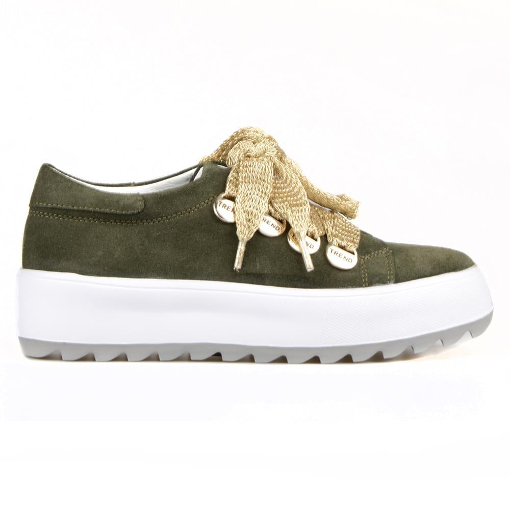 Women's Sneakers Lace Up Khaki Suede