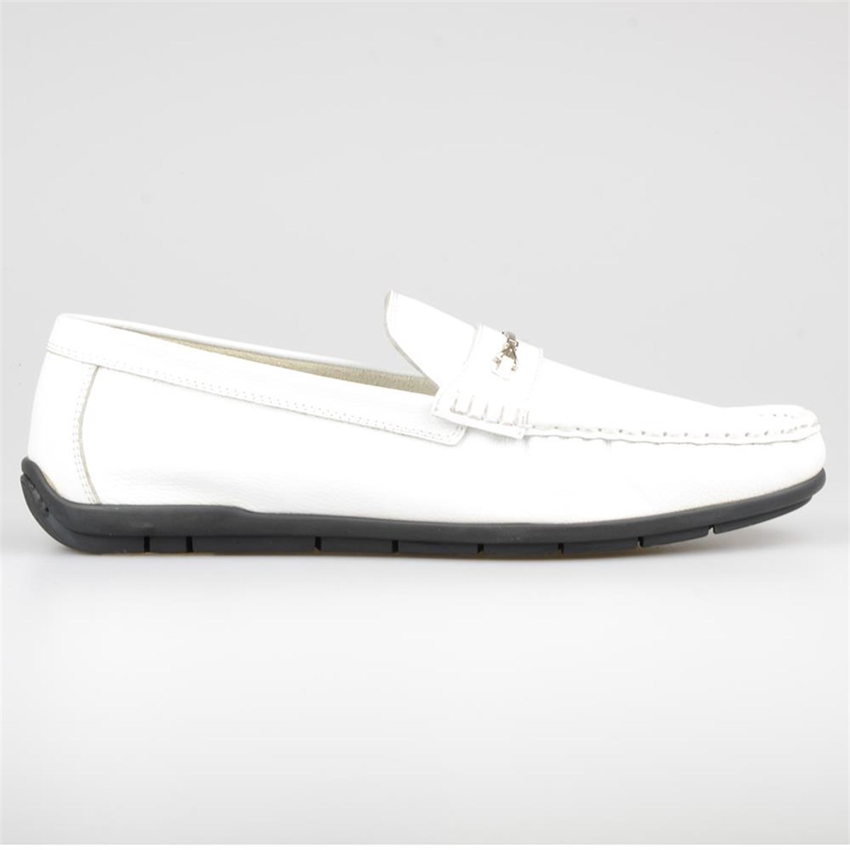 White Men Leather Moccasin Shoes for Summer