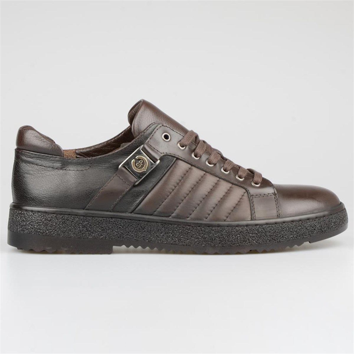 Brown Leather Men's Lace Up Sneakers