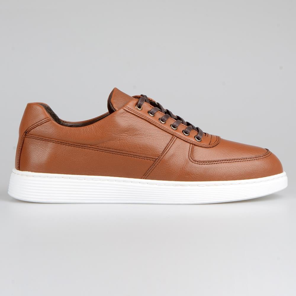 Tan Leather Men's Sneakers Casual Sports Shoes