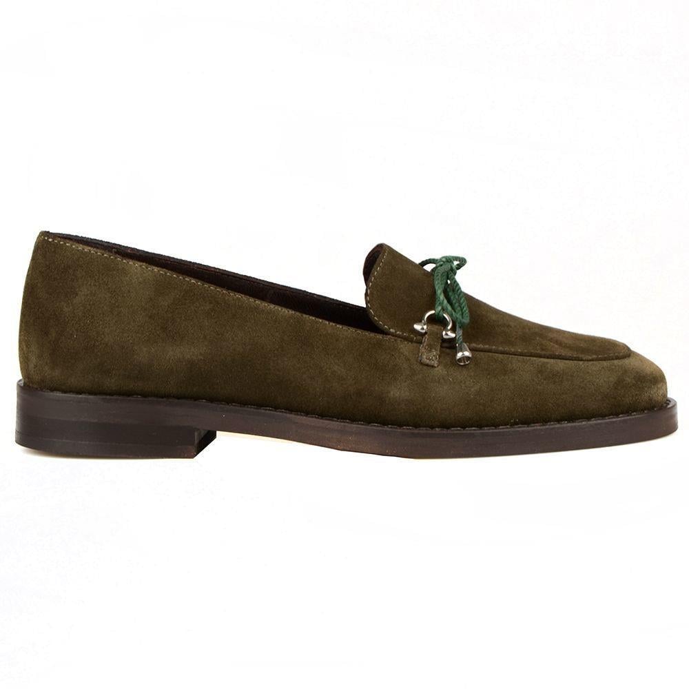 FootCourt Women's Suede Loafers Khaki