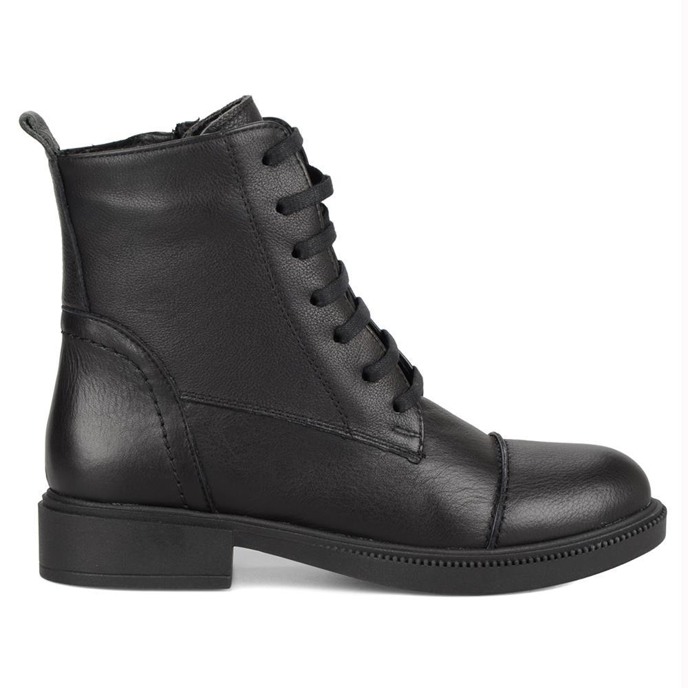 Günlük Kadın Bot Siyah Gerçek Deri