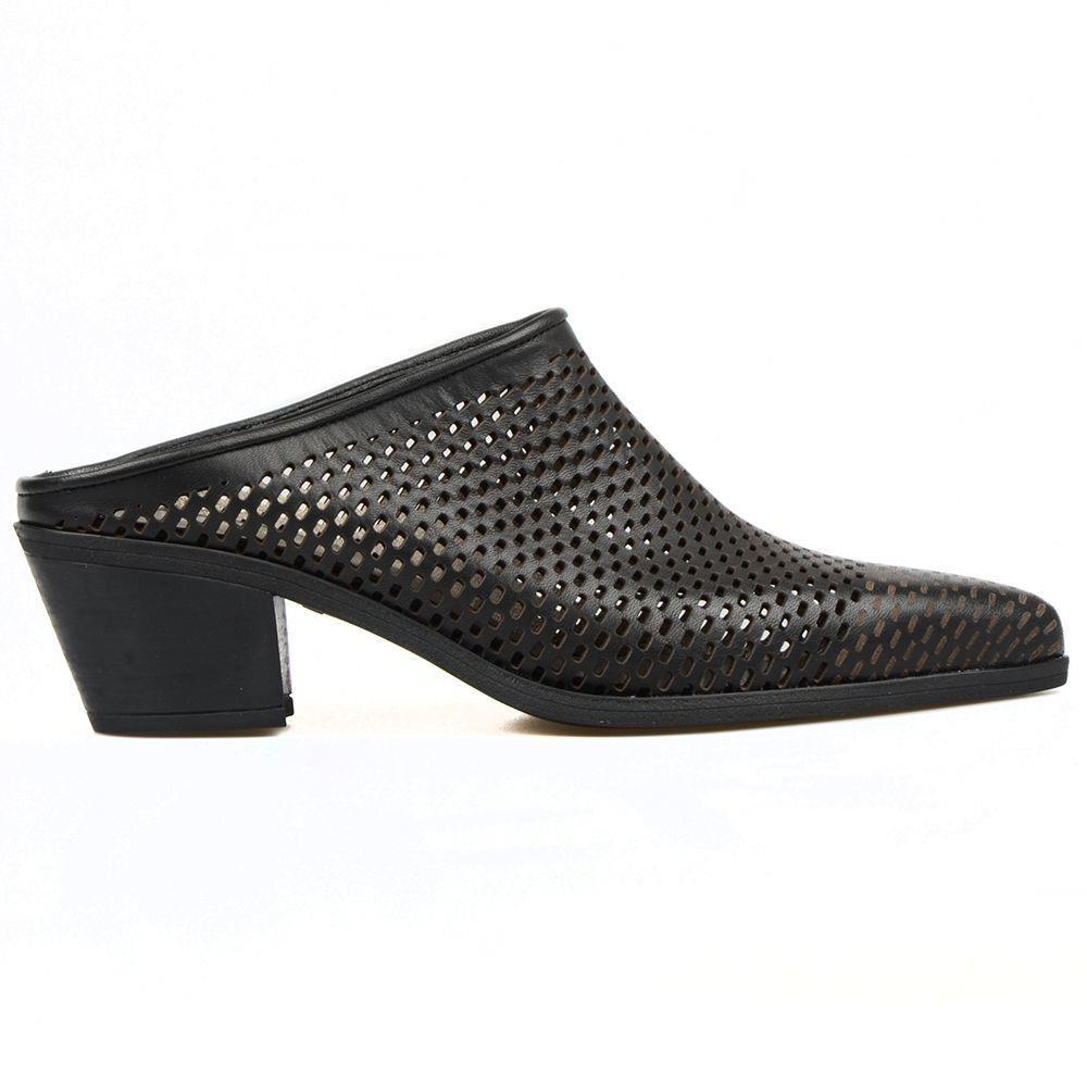 Black Leather Women's Outdoor Slippers Black