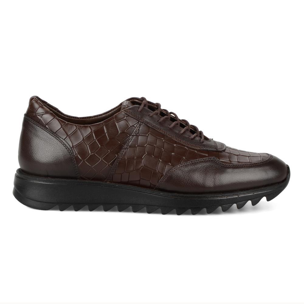 Brown Animal Printed Leather Men's Sneakers