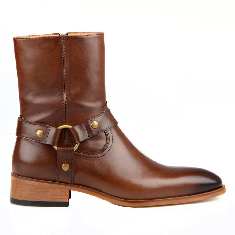 Brown Leather Chelsea Men Boots