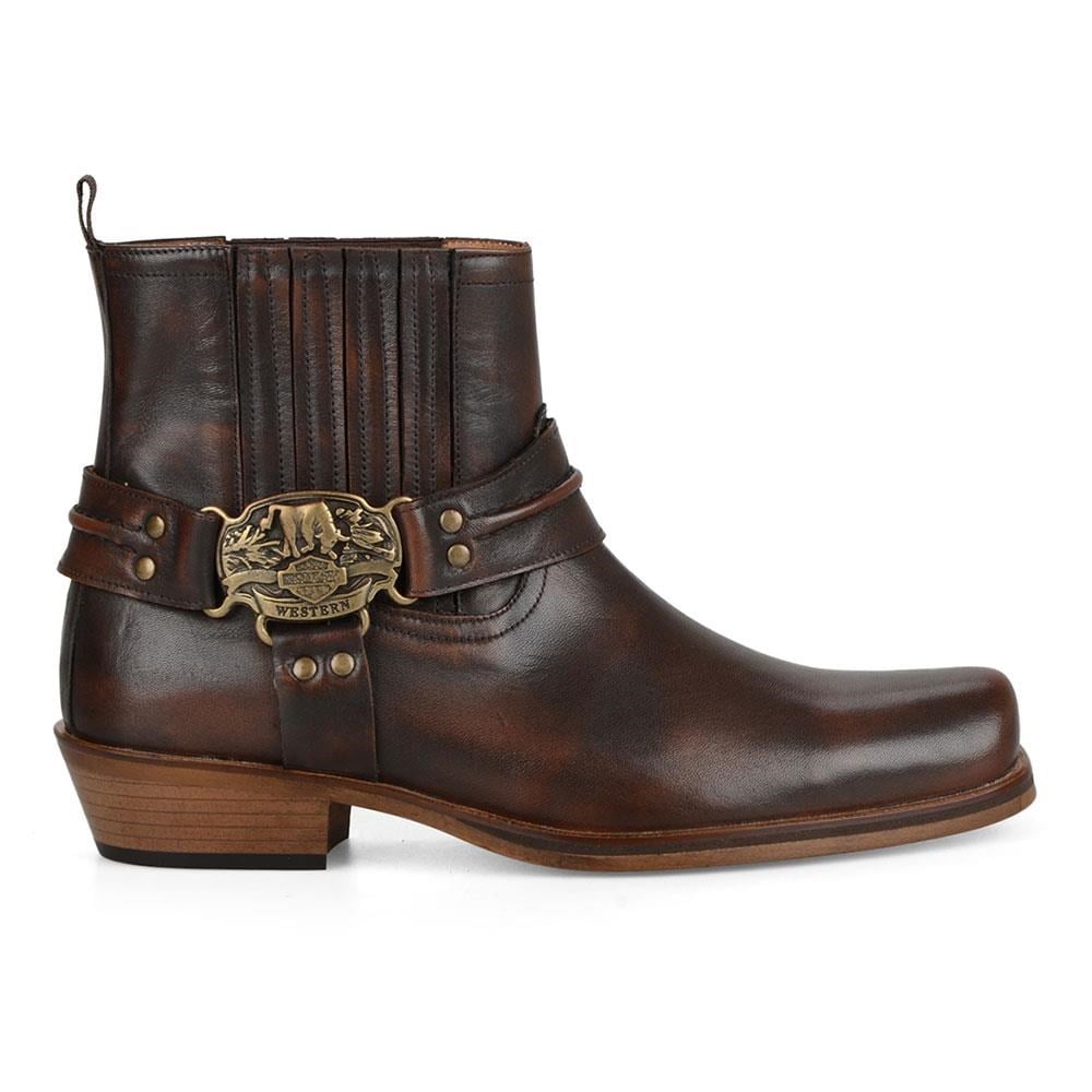 Brown Leather Biker Boots
