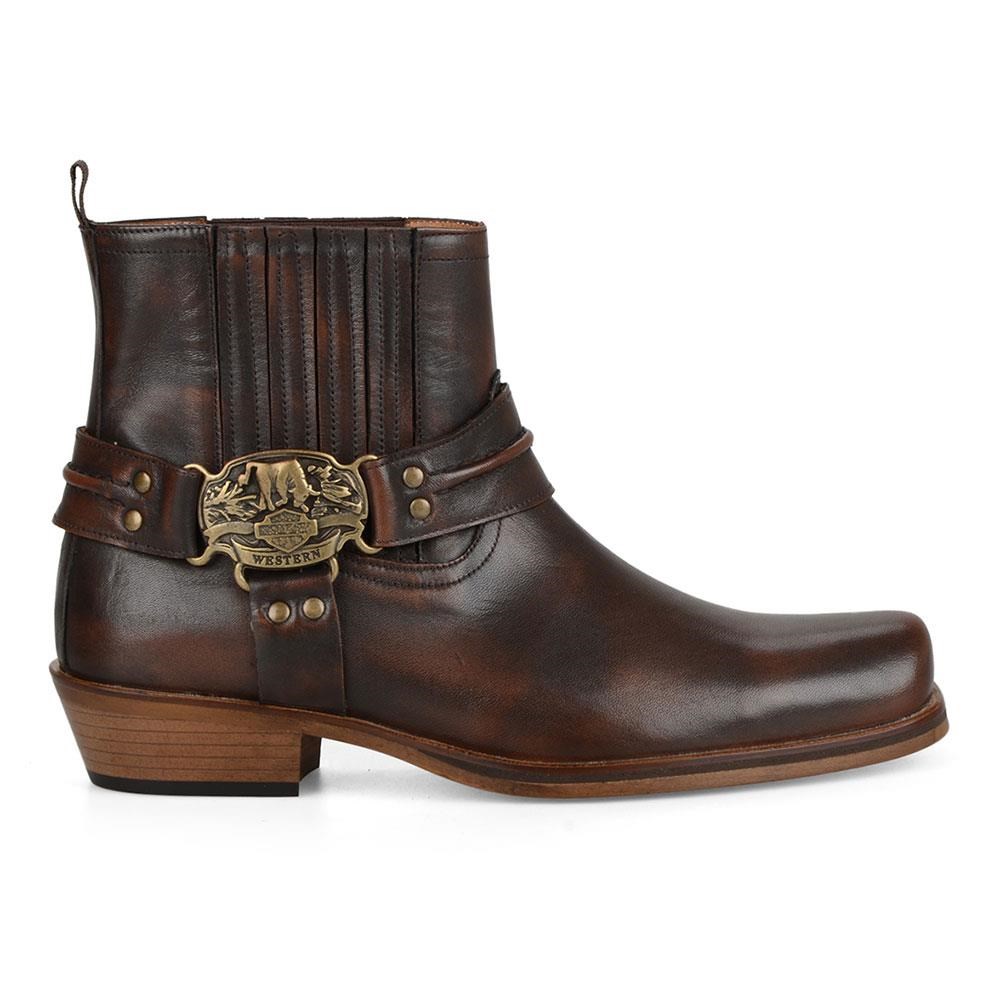 Brown Leather Biker Boots