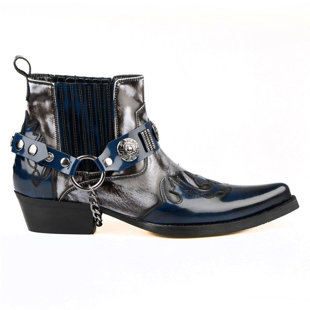 FootCourt Cowboy Boots For Men Dark Blue