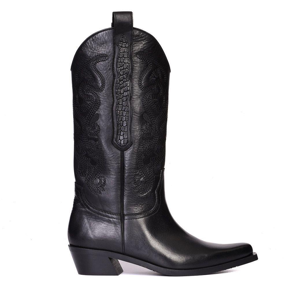 FootCourt Cowboy Boots Black