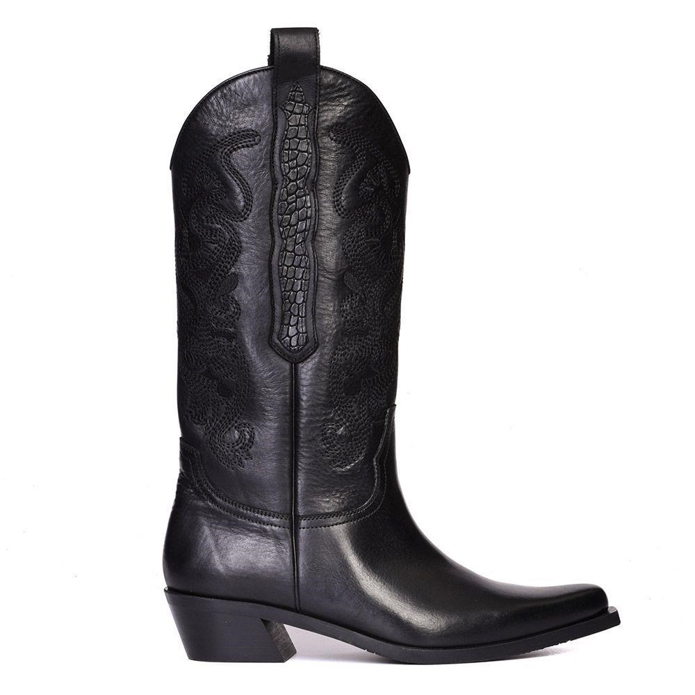 FootCourt Cowboy Boots Black