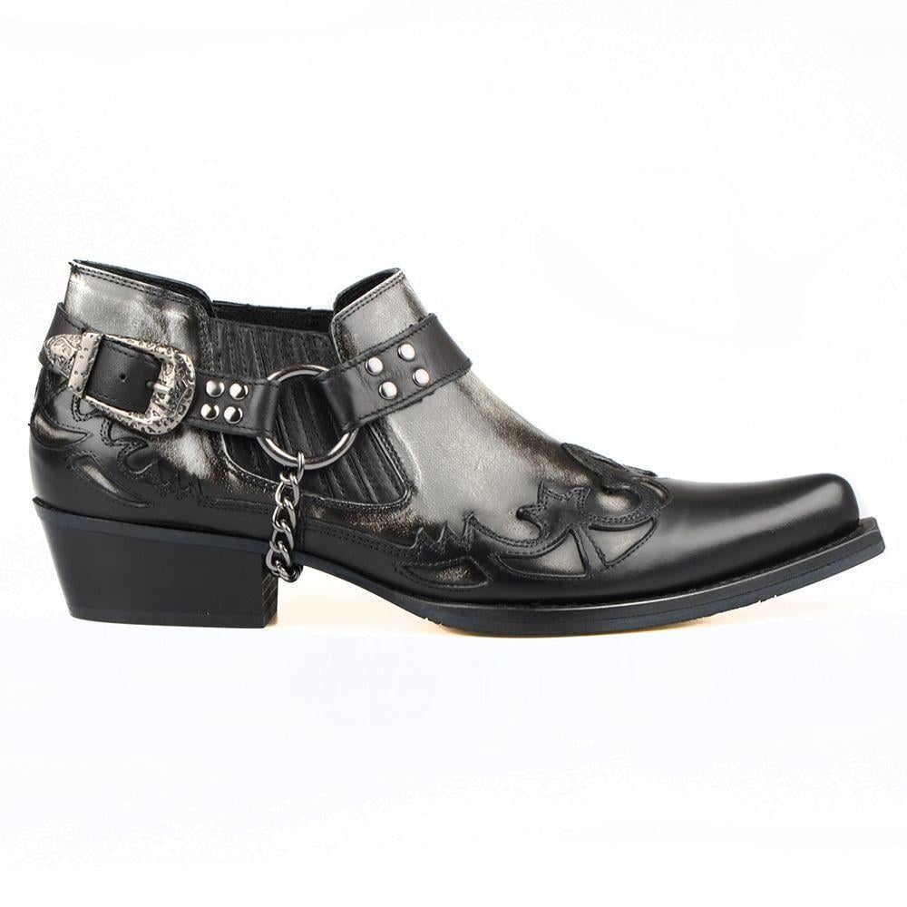 Siyah Beyaz Kovboy Ayakkabısı