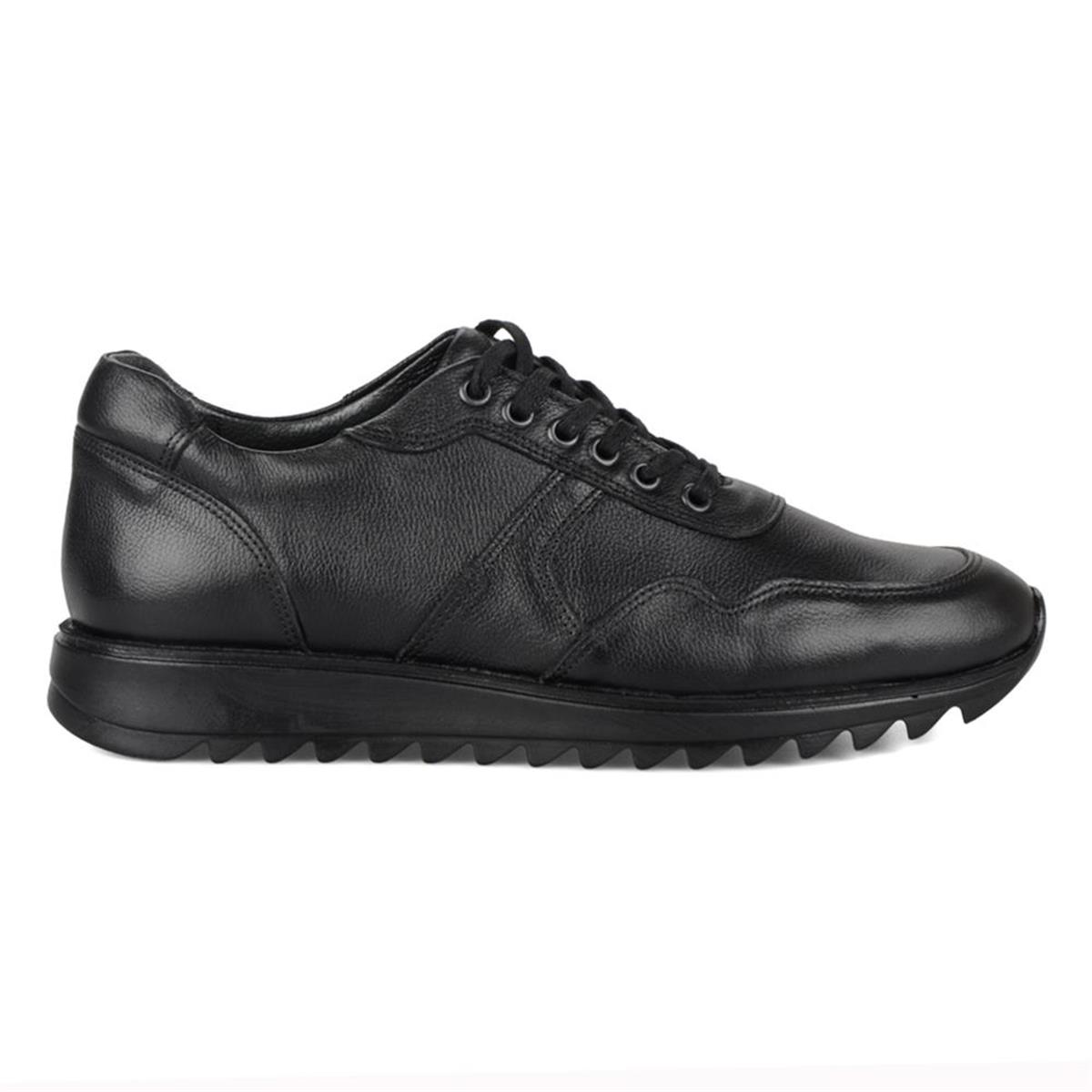 Black Leather Men's Sneakers Lace Up