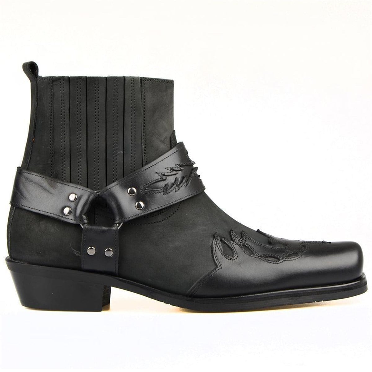 Black Leather Biker Boots