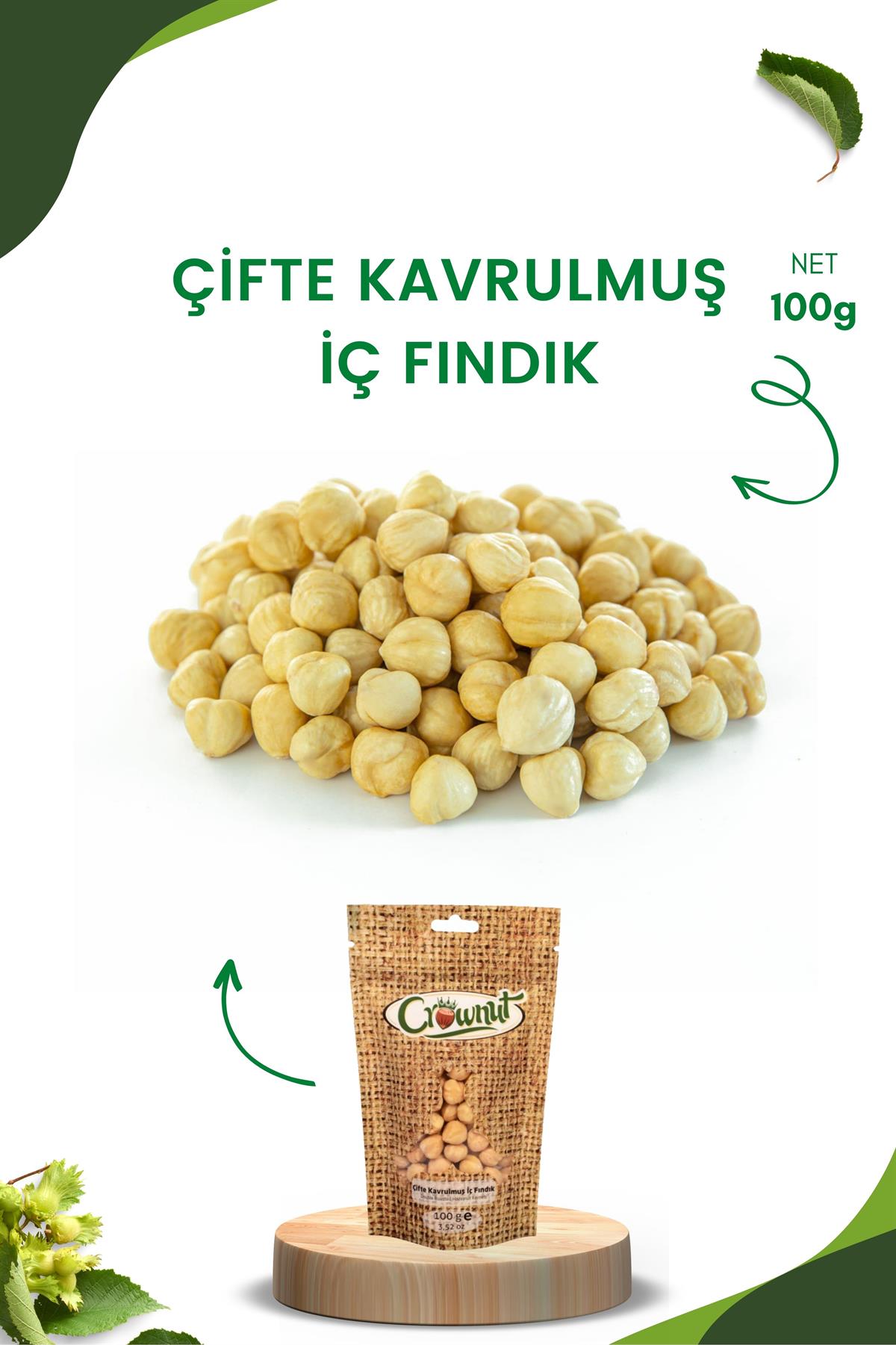 Crownut Çifte Kavrulmuş İç Fındık 100 Gram