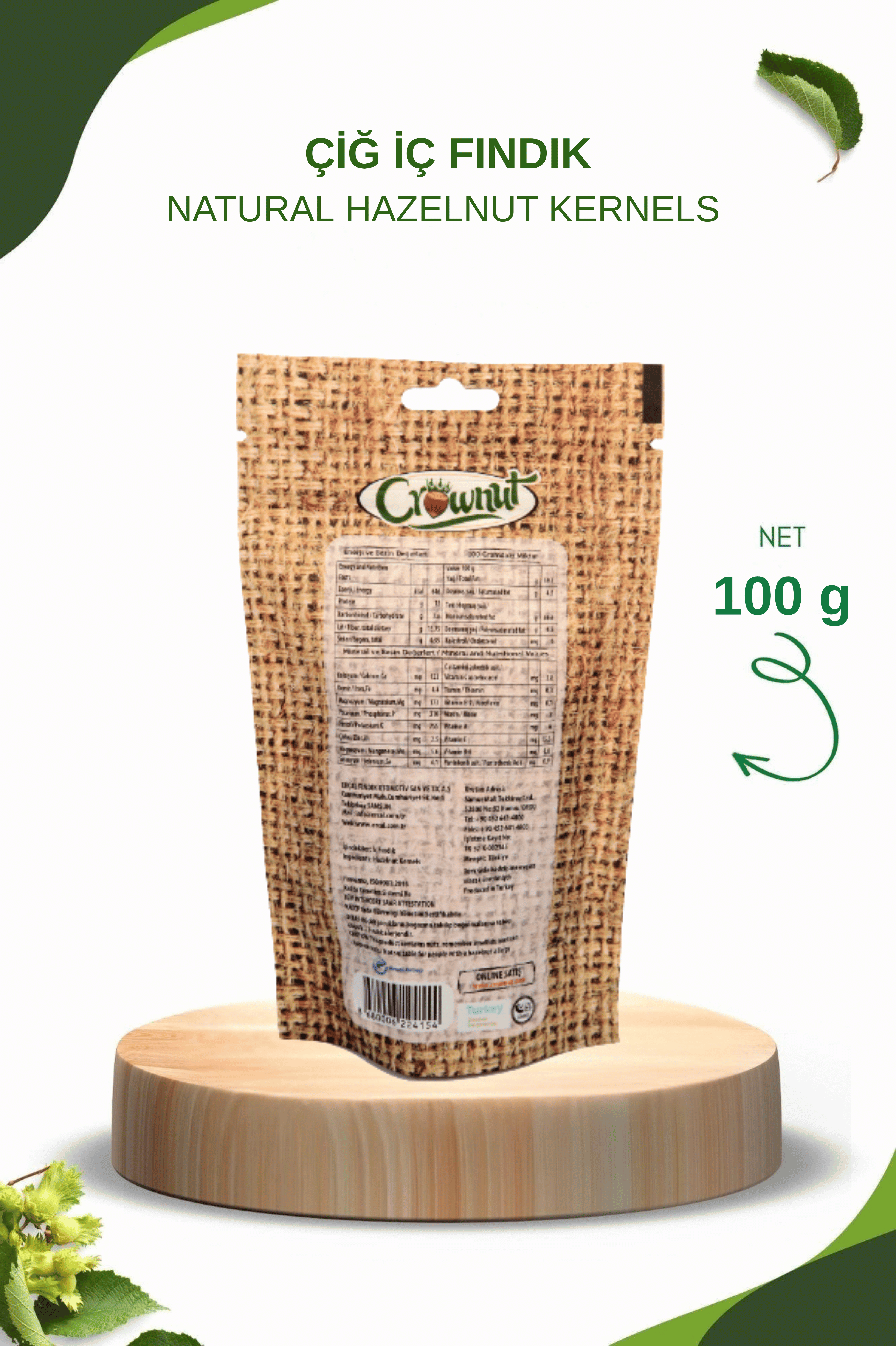 Crownut Çiğ İç Fındık 100 gram