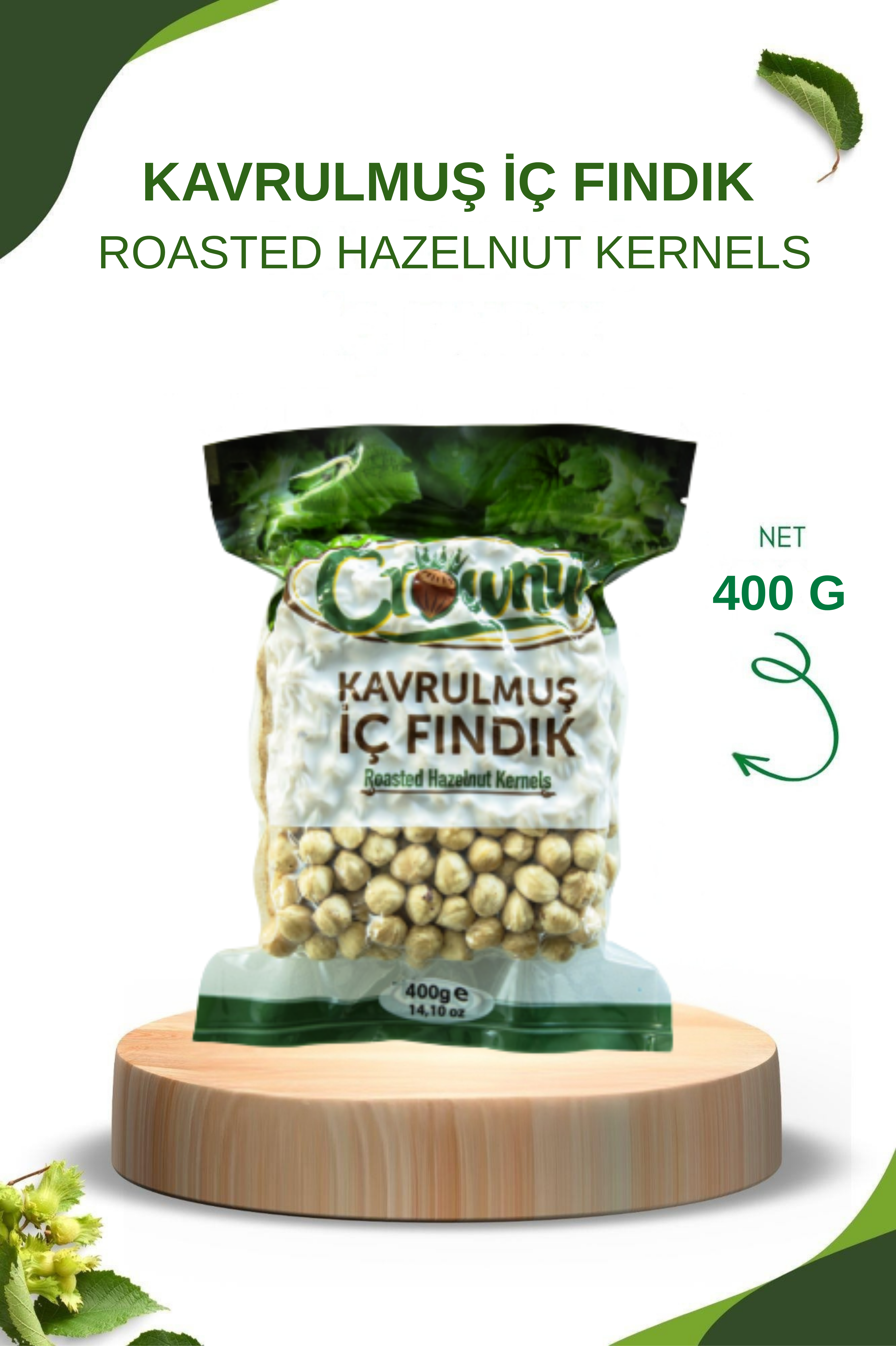 Crownut Kavrulmuş İç Fındık 400 Gram Vakumlu Paket
