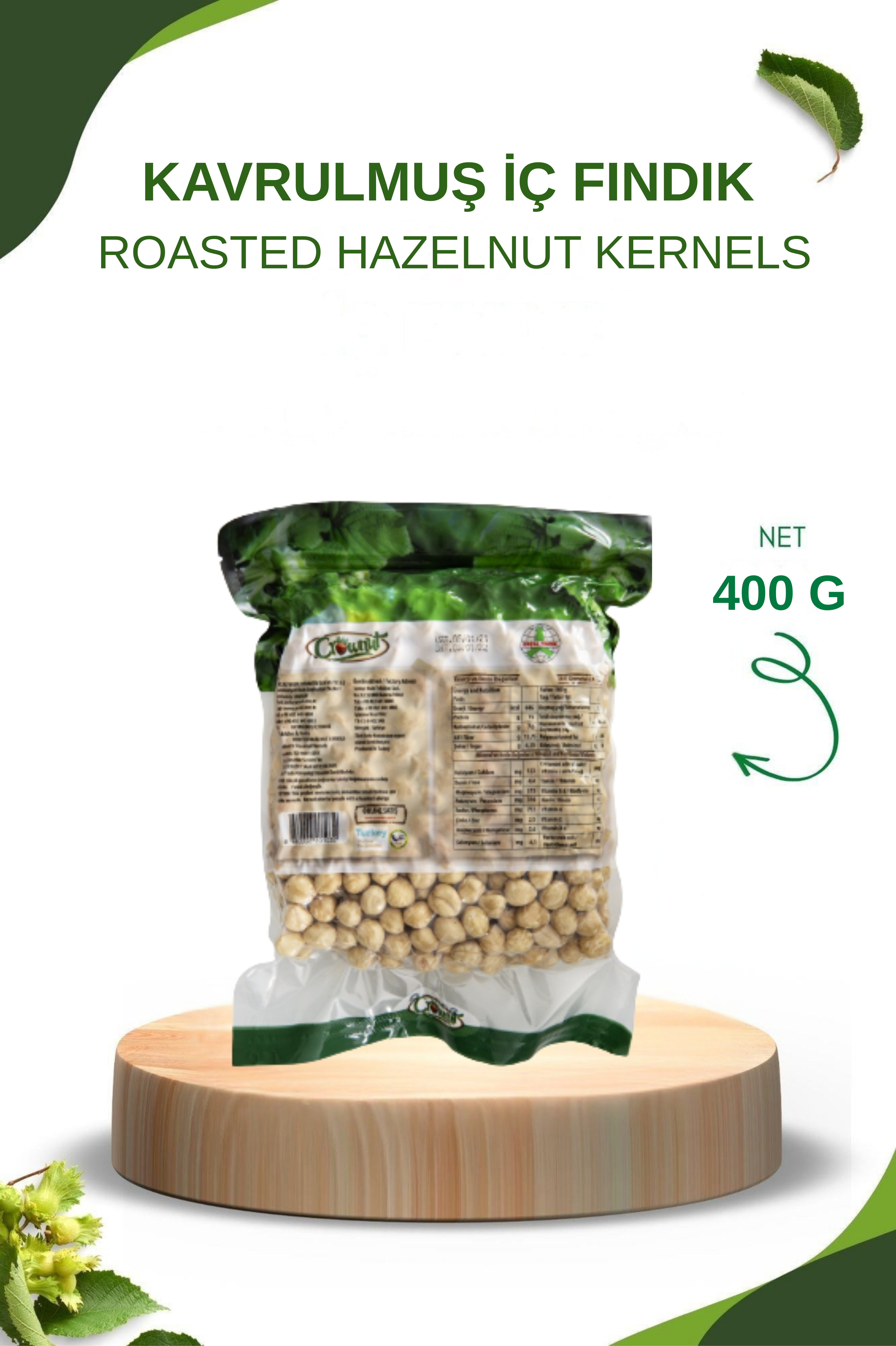 Crownut Kavrulmuş İç Fındık 400 Gram Vakumlu Paket
