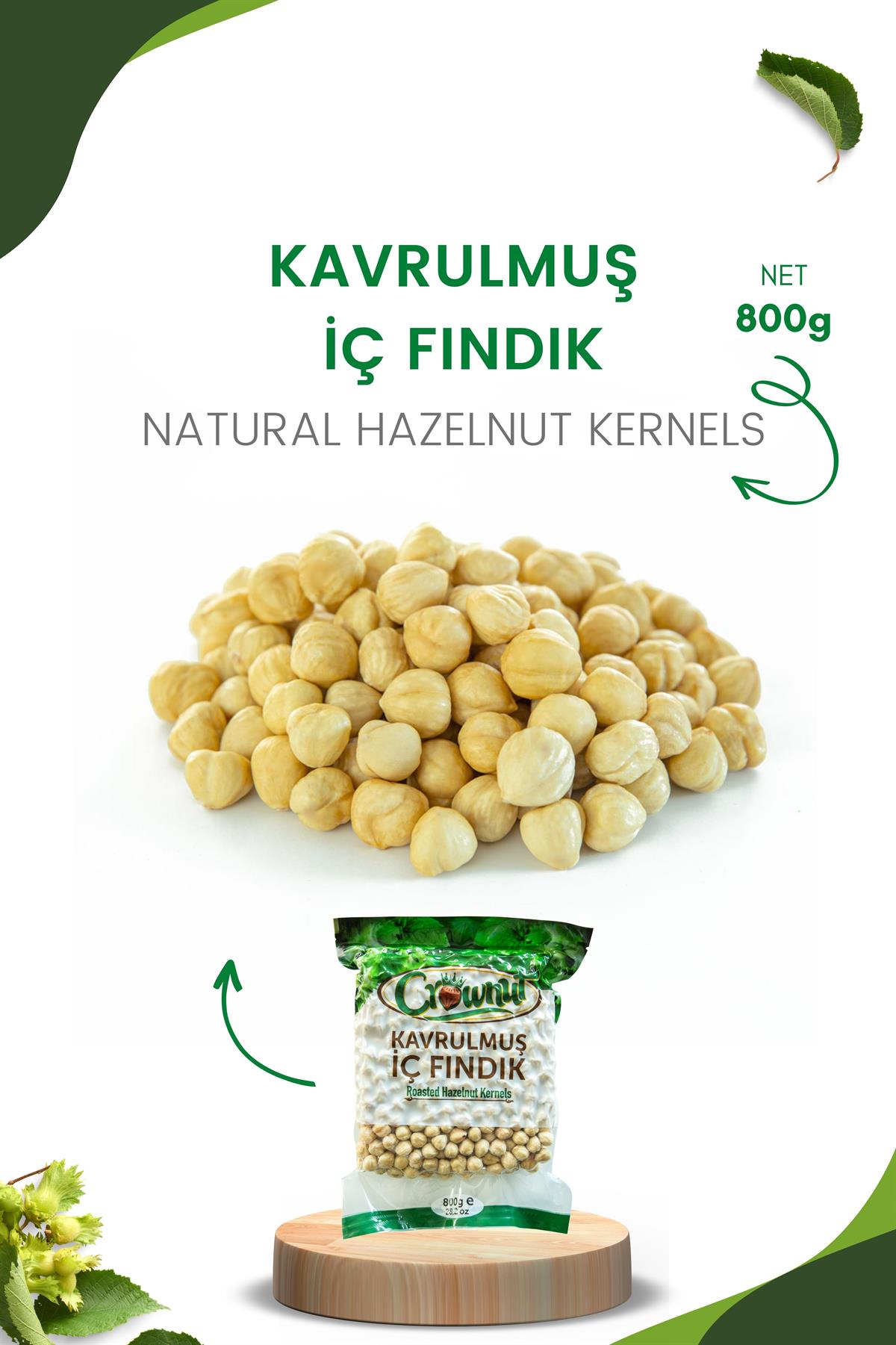 Crownut Kavrulmuş İç Fındık 800 Gram