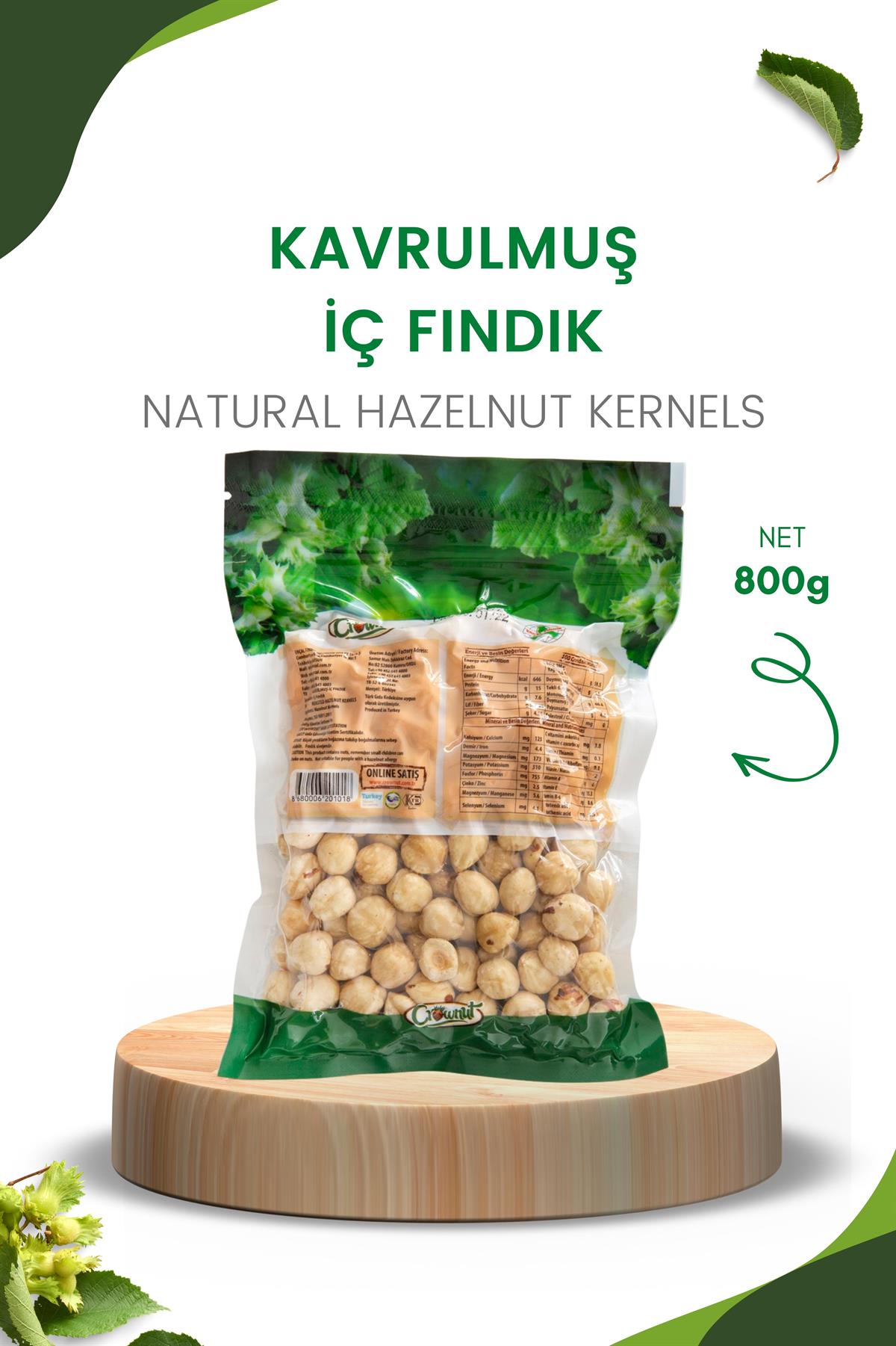 Crownut Kavrulmuş İç Fındık 800 Gram