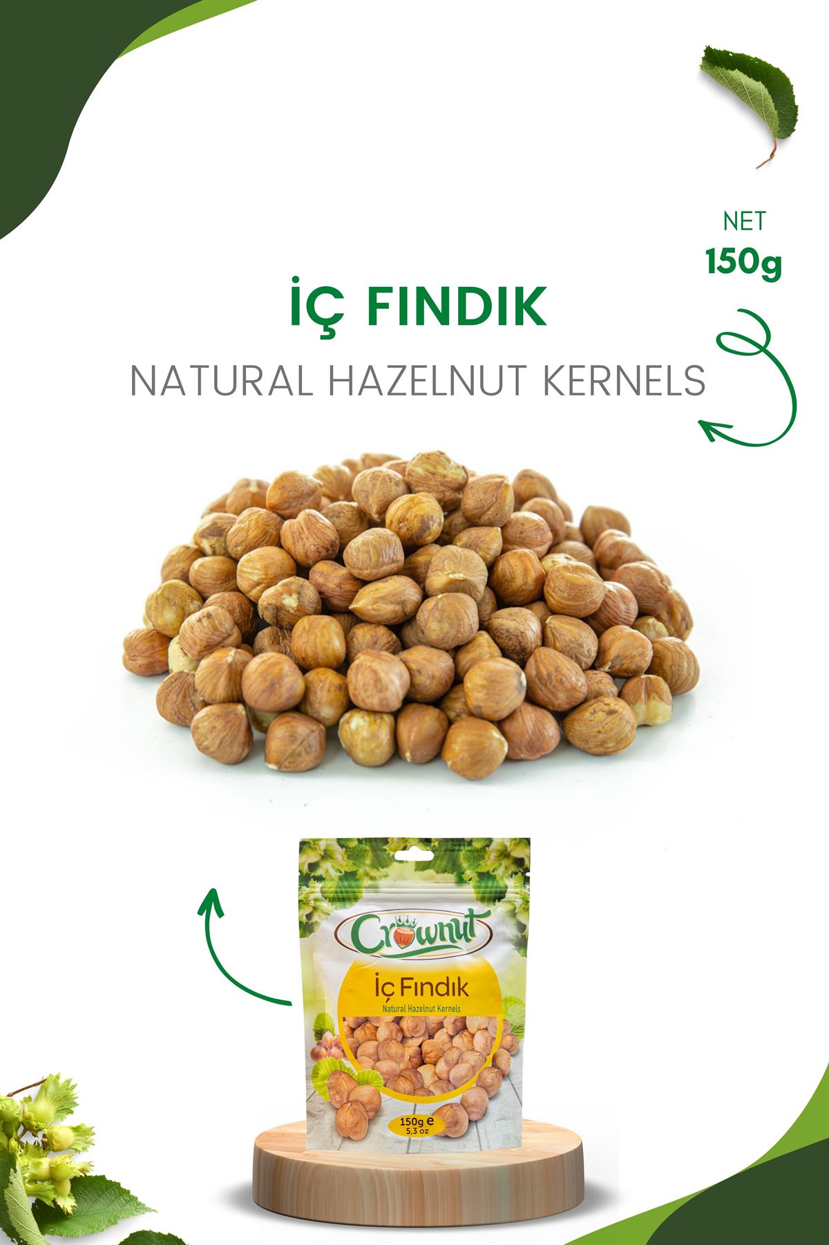 Crownut Natural İç Fındık 150 Gram