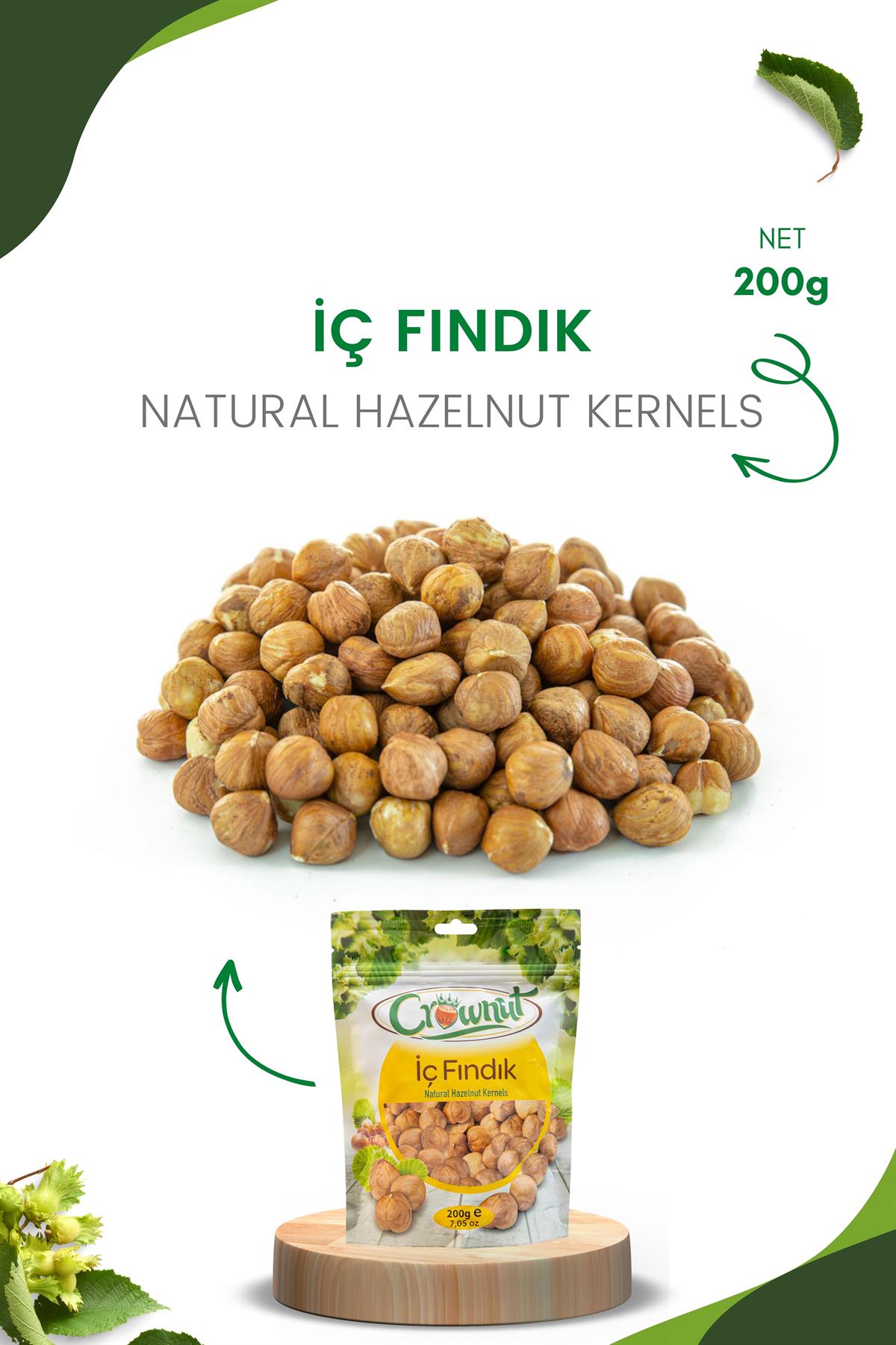 Crownut Natural İç Fındık 200 Gram 