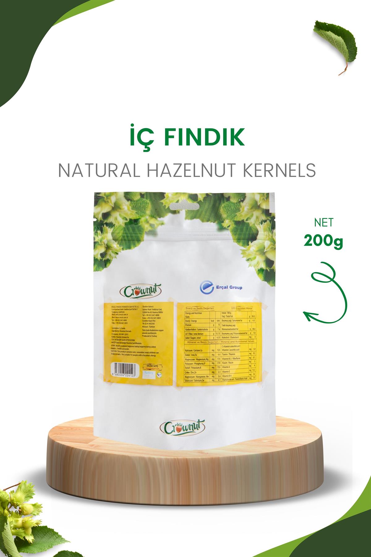 Crownut Natural İç Fındık 200 Gram 