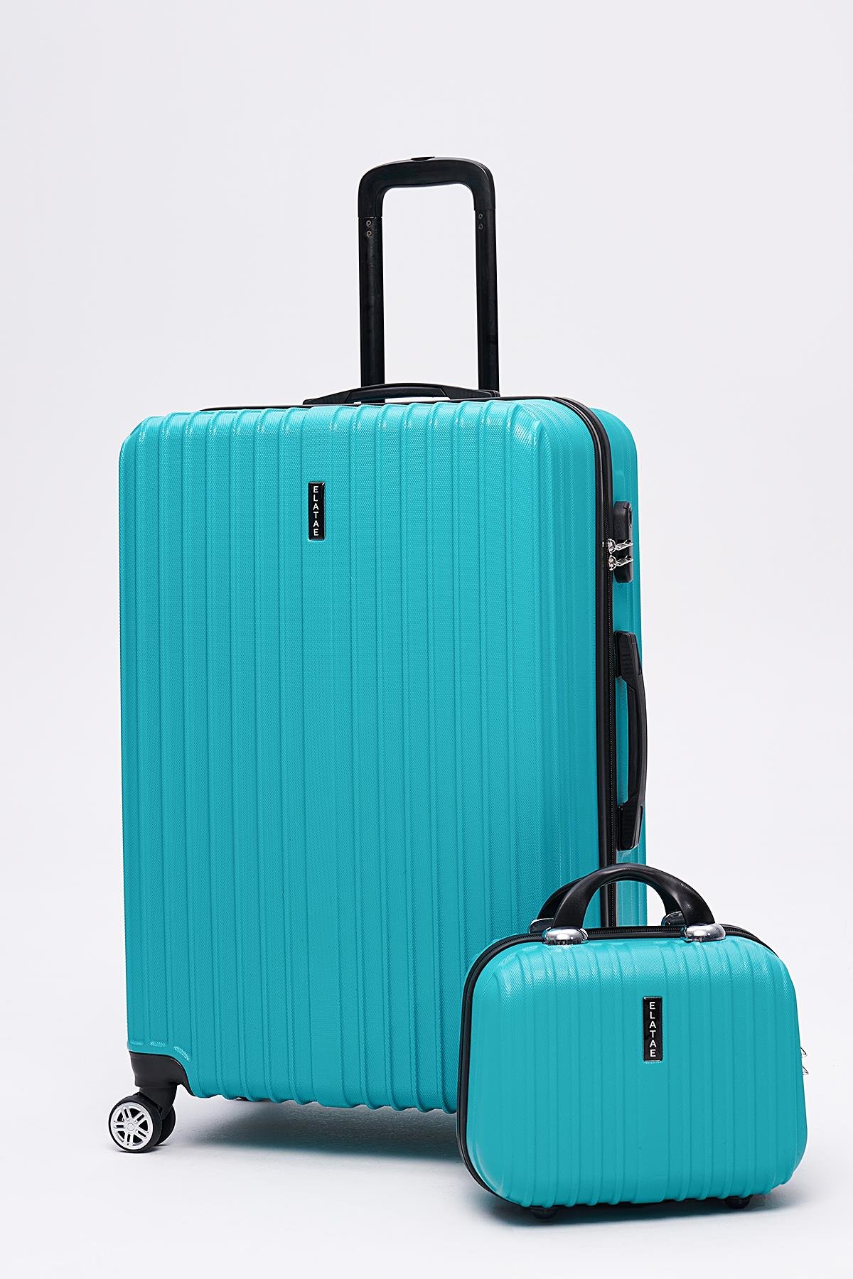 2li Valiz Seti Elatae Valiz Büyük Boy ve Makyaj Turkuaz 2li Set