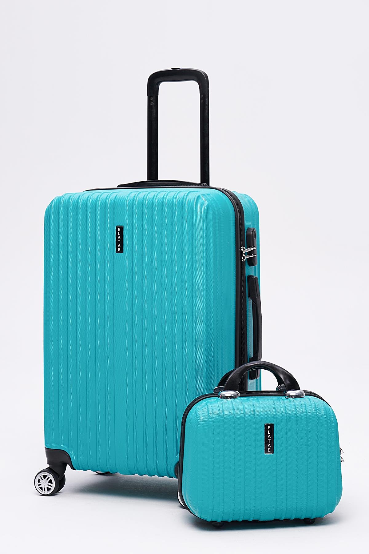 2li Valiz Seti Elatae Valiz Orta Boy ve Makyaj Turkuaz 2li Set 1020