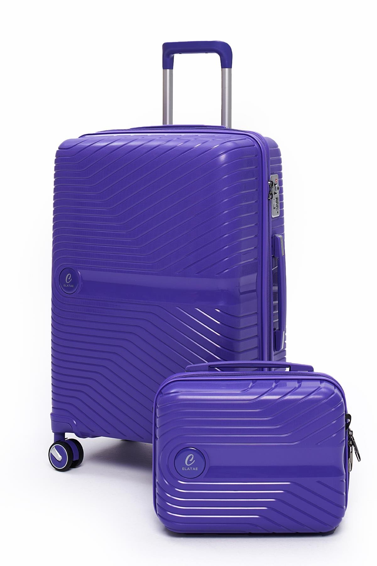 Elatae Exclusive Pro Polipropilen Kırılmaz 2li Valiz Seti Orta Boy ve Makyaj 2li Set Mor 5239