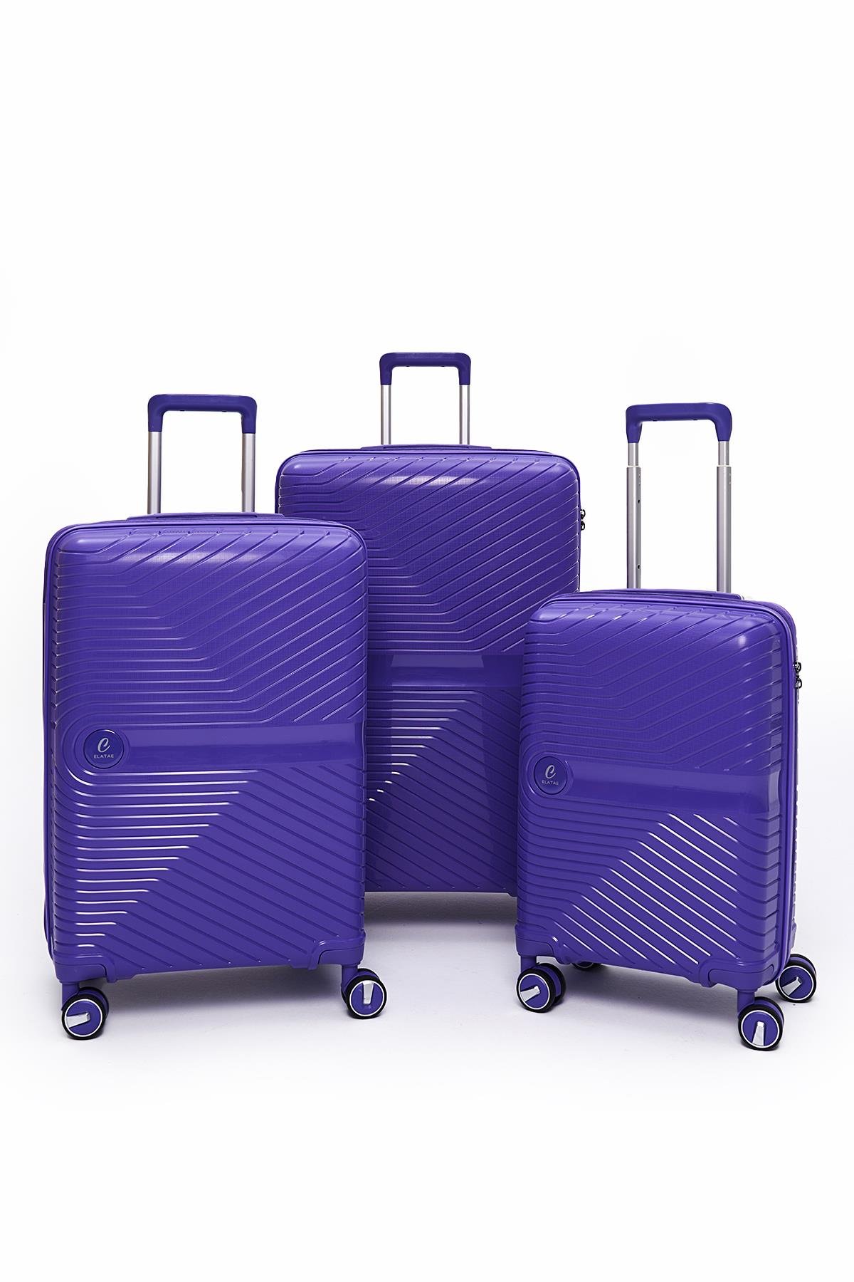 Elatae Exclusive Pro Polipropilen Kırılmaz 3lü Valiz Seti Büyük - Orta ve Kabin Boy Mor 5239