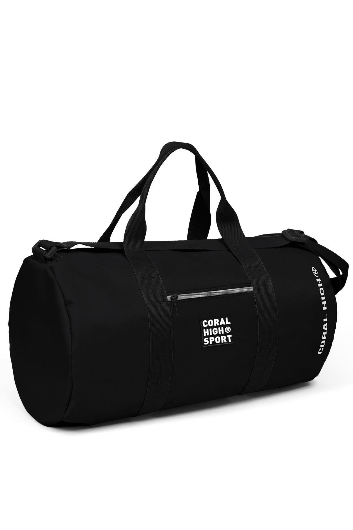 Elatae Orta Boy Unisex Çok Gözlü Spor Fitness Seyahat Çantası Siyah