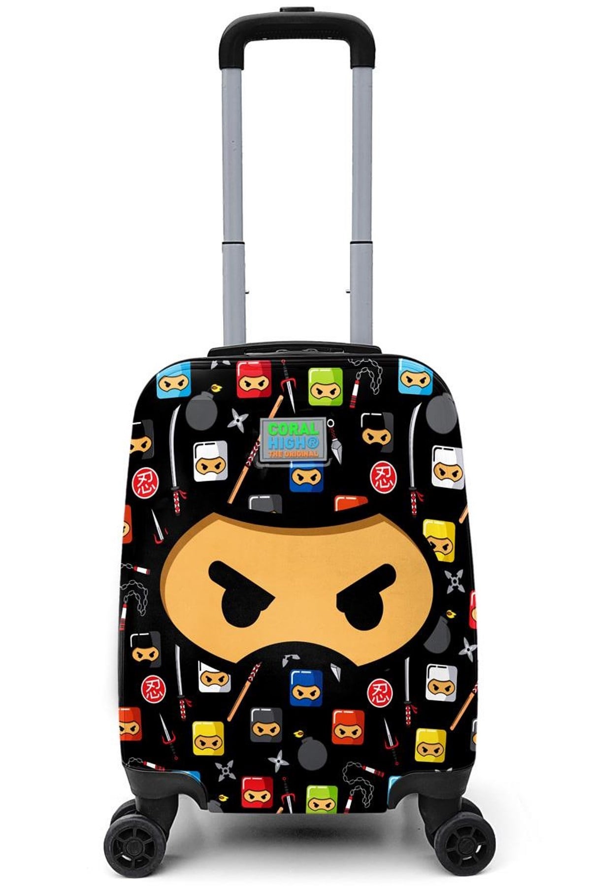 Elatae Policarbon Kırılmaz Çocuk Valizi Siyah Ninja Desenli
