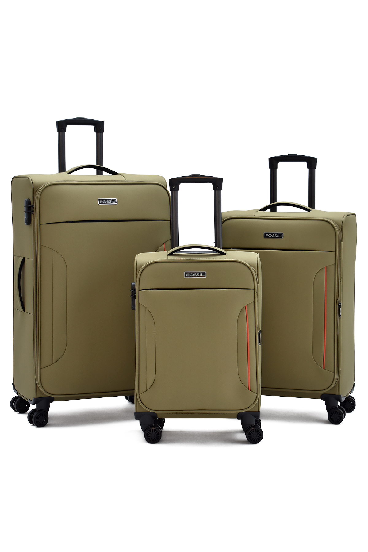 Fossil Ultra Light Haki 3lü Valiz Seti – 360° 8 Tekerlekli, Hafif & Geniş İç Hacim