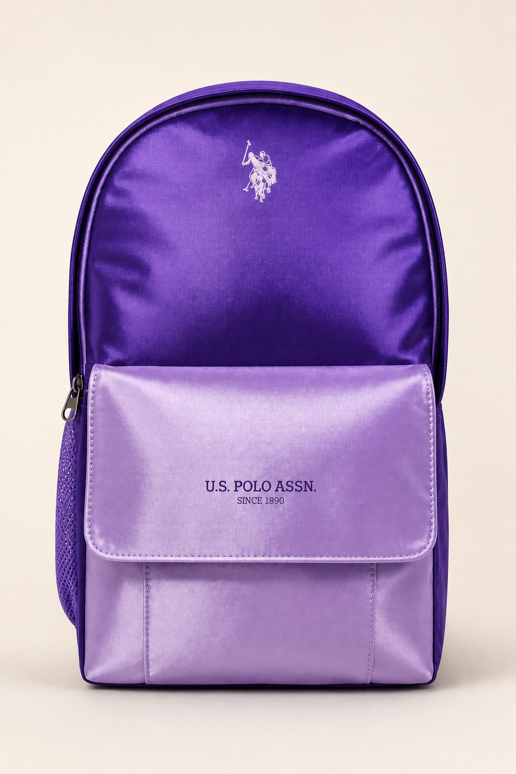 U.S. Polo Assn. Mor Lila Kız Çocuk Okul Çantası Parlak Saten İlkokul Ortaokul Sırt Çantası PLCAN26103