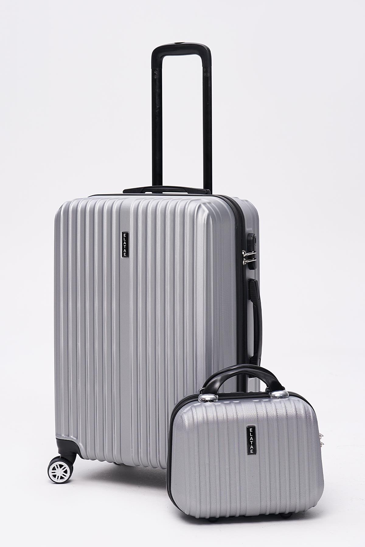 2'li Valiz Seti Elatae Valiz Orta Boy ve Makyaj Gri 2'li Set 1020