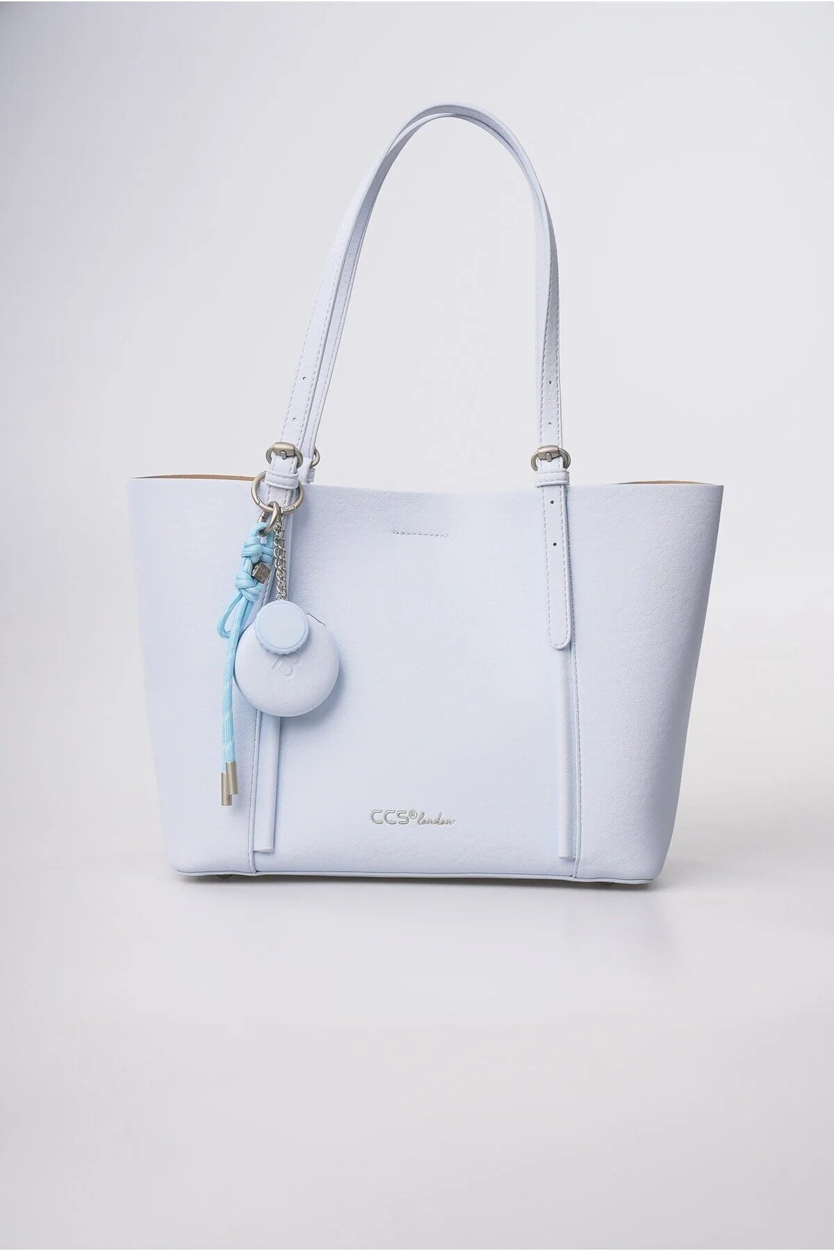 ÇÇS Kadın Shopper Omuz Çantası Ayna Charm Detaylı Büyük Boy Geniş Hacimli Günlük Çanta Mavi 18353