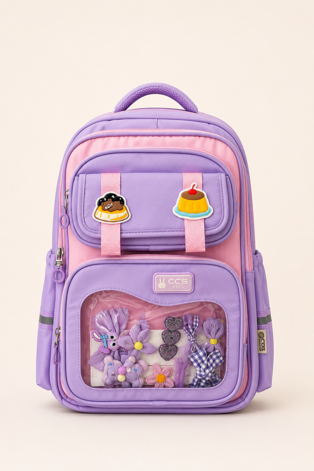 CCS Kids Kız Çocuk İlkokul Ortaokul Okul Çantası Ortopedik Çok Gözlü Geniş Hacimli Mor 51976