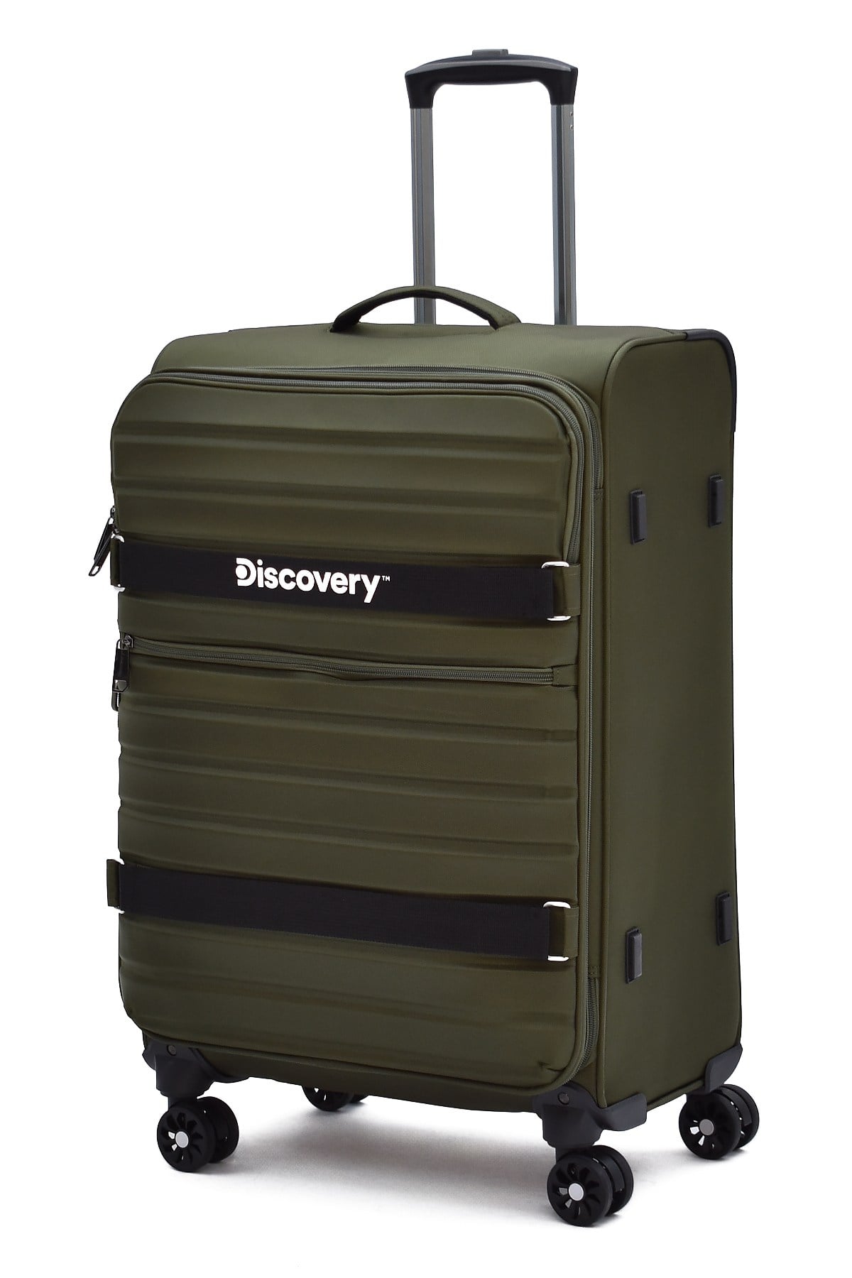 Discovery Orta Boy Kumaş Valiz Körüklü Ultra Hafif Sessiz 8 Tekerlek Geniş Hacim Haki DSC-720