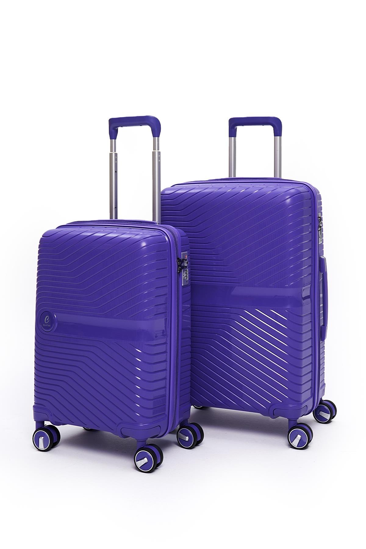 Elatae Exclusive Pro Polipropilen Kırılmaz 2'li Valiz Seti Orta Boy - Kabin Boy Mor 5239