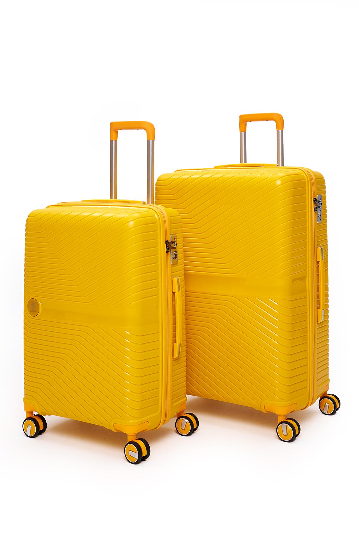 Elatae Exclusive Pro Polipropilen Kırılmaz 2'li Valiz Seti Büyük Boy - Orta Boy Sarı 5239