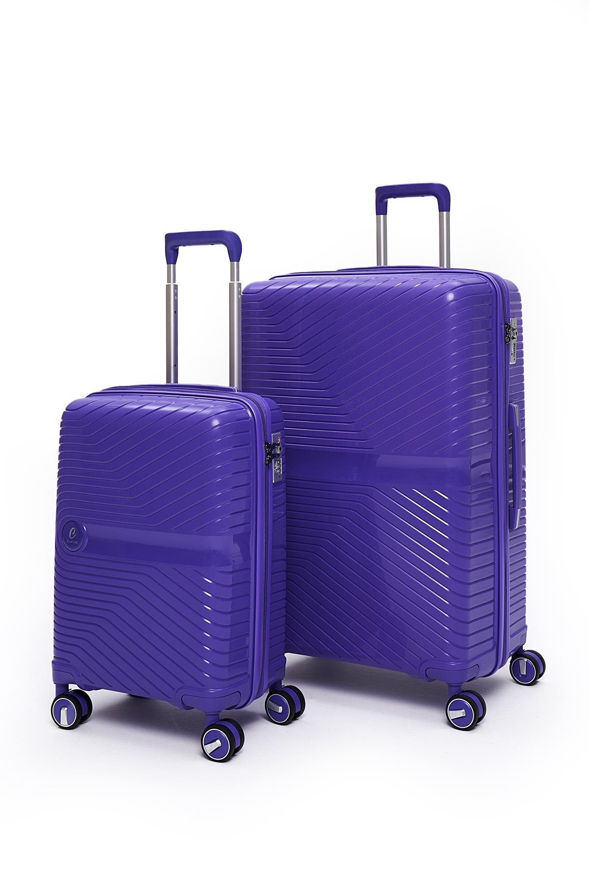 Elatae Exclusive Pro Polipropilen Kırılmaz 2'li Valiz Seti Büyük Boy - Kabin Boy Mor 5239