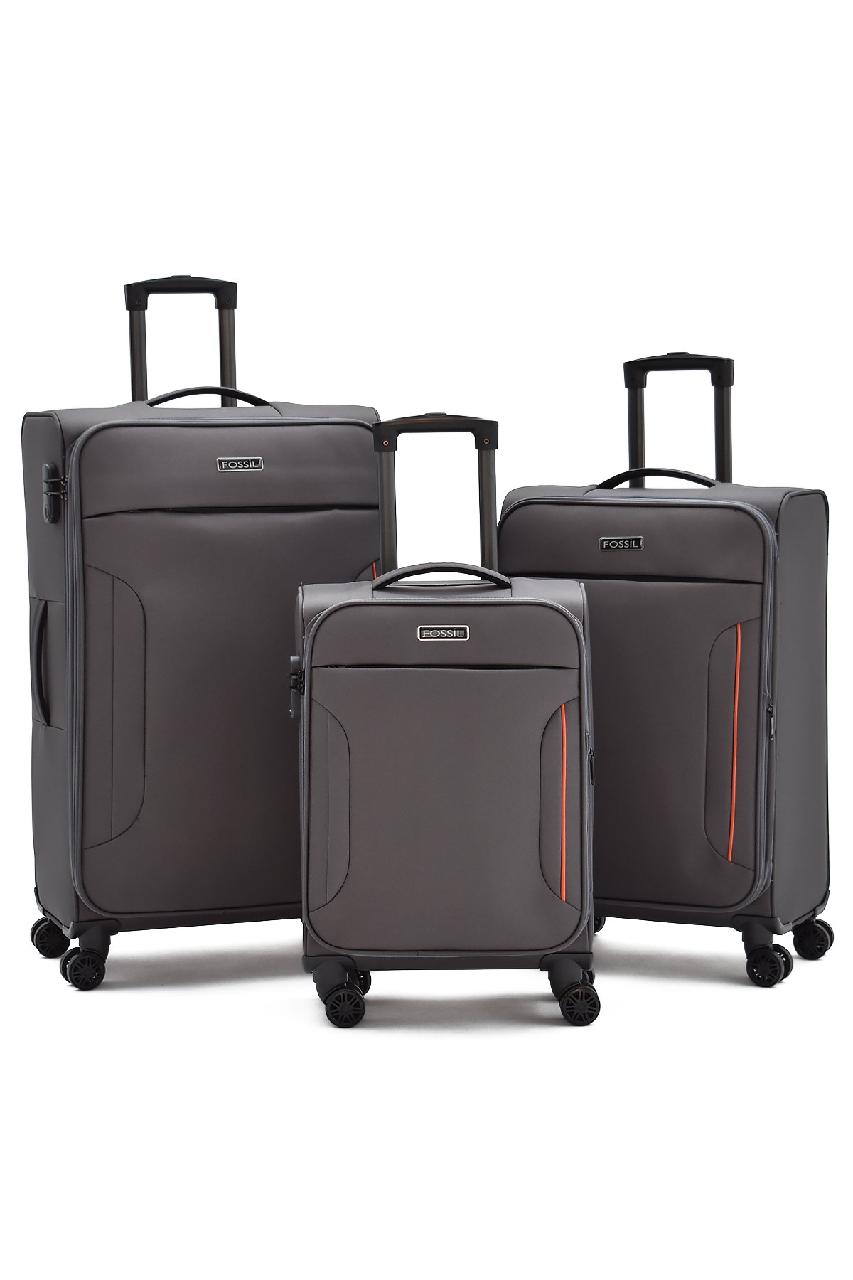 Fossil Ultra Light Gri 3'lü Valiz Seti – 360° 8 Tekerlekli, Hafif & Geniş İç Hacim