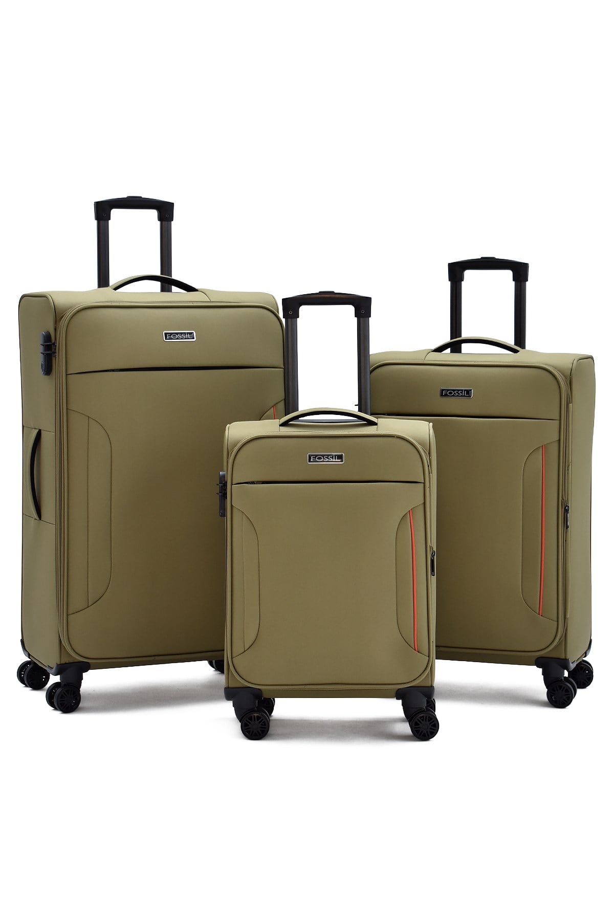 Fossil Ultra Light Haki 3'lü Valiz Seti – 360° 8 Tekerlekli, Hafif & Geniş İç Hacim