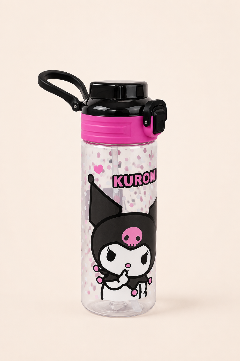 Kuromi Lisanslı Çocuk Suluk 500 ml Pipetli Kilitli Sızdırmaz BPA Free Su Matarası 