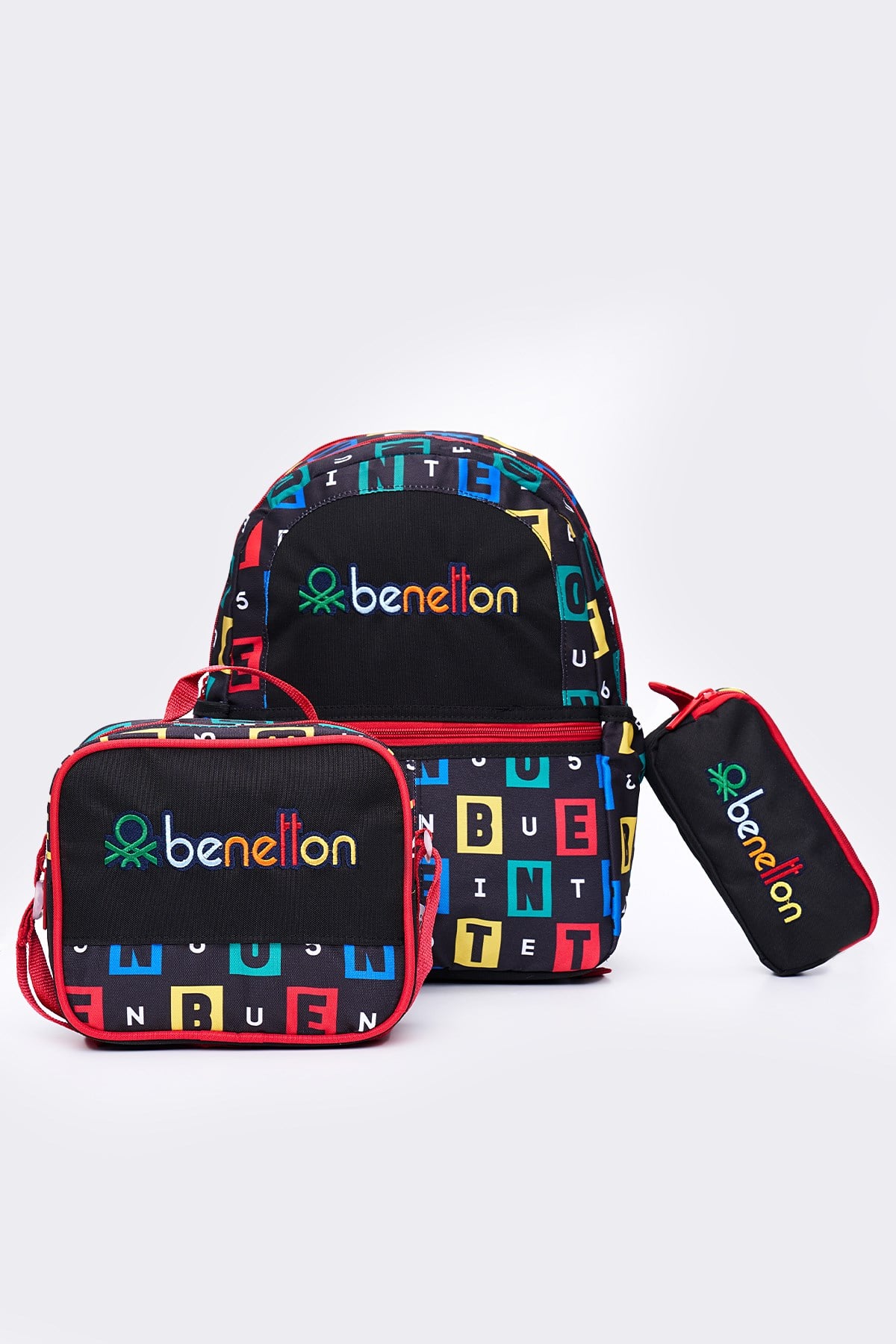 United Colors Of Benetton Erkek Çocuk 3'lü Okul Seti İlkokul Çantası & Beslenme & Kalemlik 13169