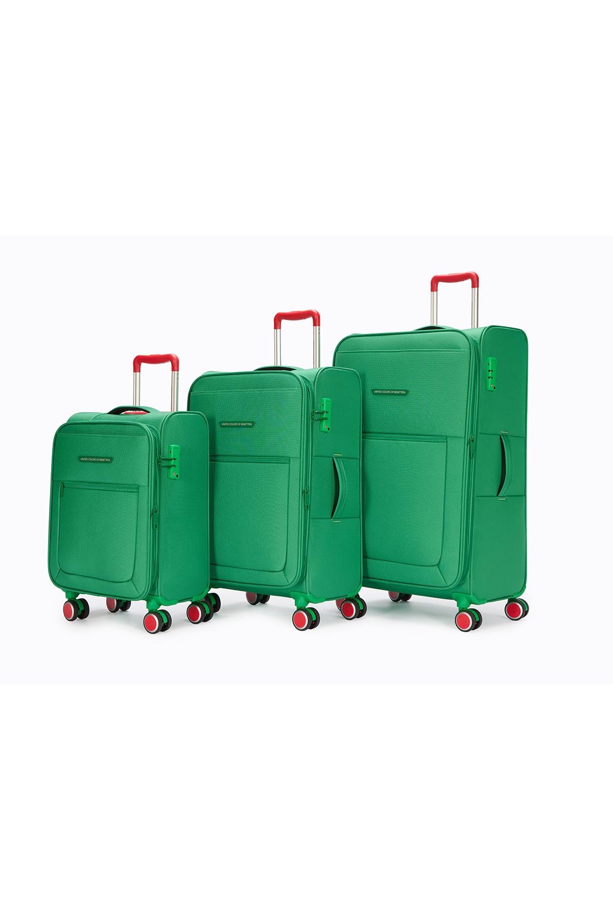 United Colors Of Benetton Ultra Light 3'lü Valiz Seti Büyük - Orta ve Kabin Boy Yeşil BNT2800
