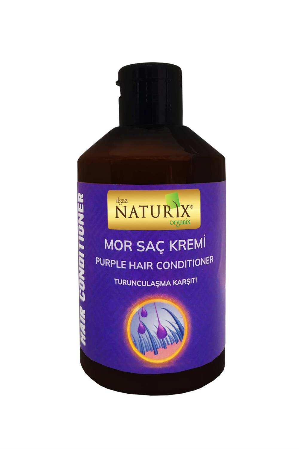 Naturix Purple / Silver Shampoo Turunculaşma Karşıtı Tuz Pareben Fosfat  İçermeyen Mor Şampuan + Saç Kremi