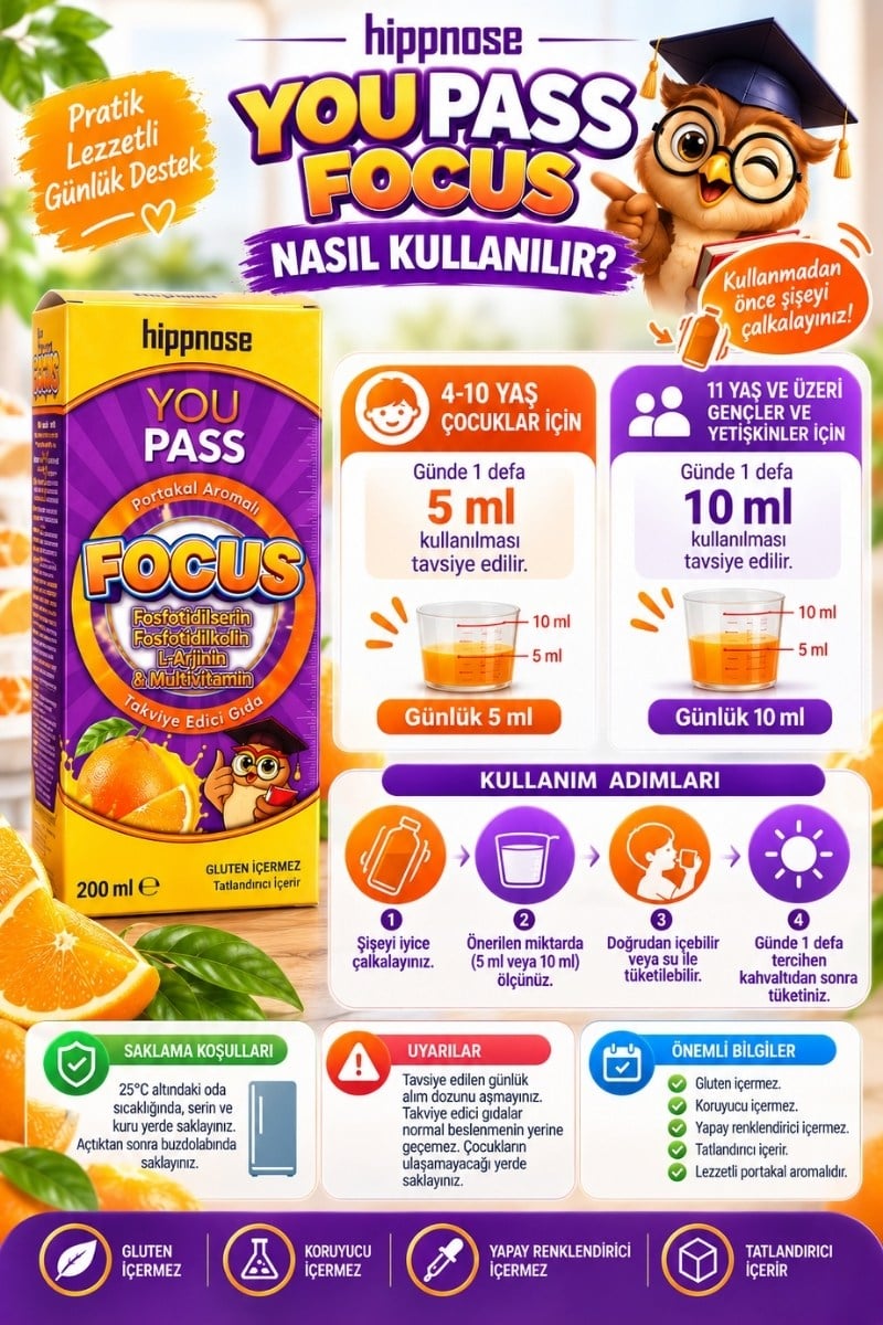 Hippnose Youpass Focus Şurup 200 ml