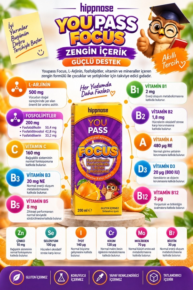 Hippnose Youpass Focus Şurup 200 ml
