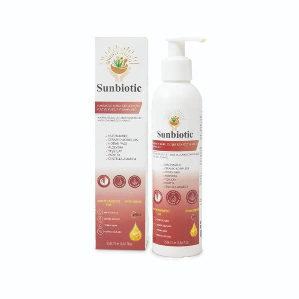 Sunbiotic Hipoalerjenik Hassas ve Kuru Ciltler İçin Yüz ve Vücut Yıkama Jeli 250 ml
